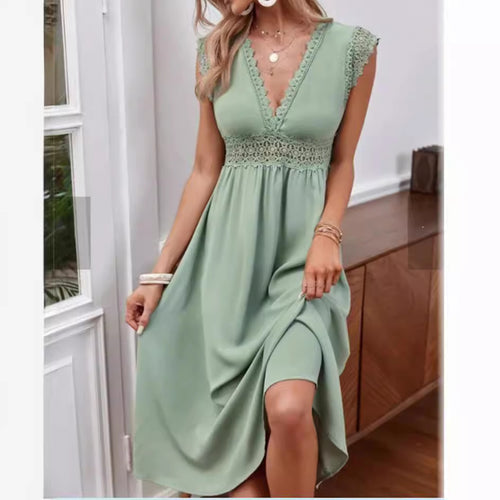 Damen Kleid mit Spitzendetails und lockerer Passform R&B
