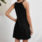Damen lässiges Sommerkleid mit Spitzendetails und Hängeschlaufe R&B