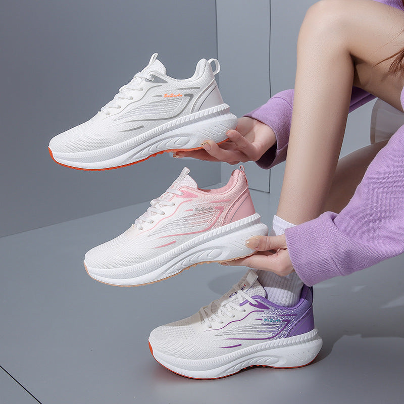 Damen Atmungsaktive Freizeitsneaker mit stoßdämpfender Sohle und elastischer Schnürung