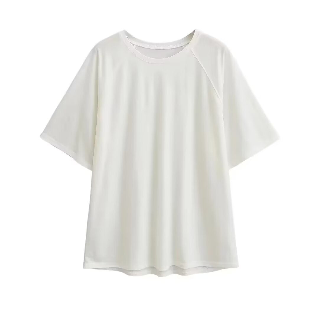 Damen lässiges T-Shirt mit überschnittenen Ärmeln R&B