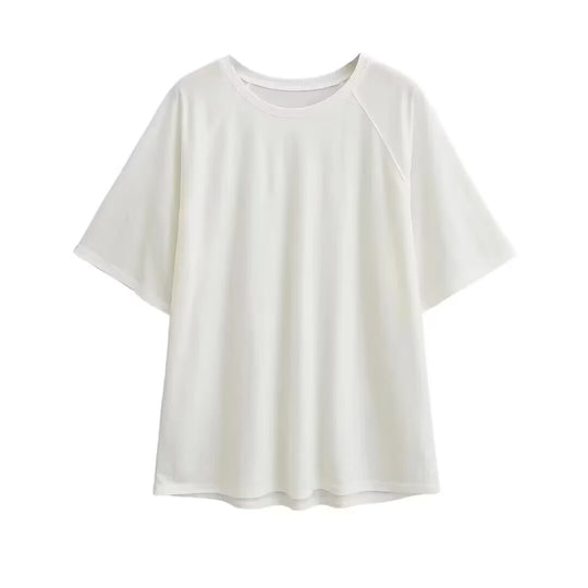 Damen lässiges T-Shirt mit überschnittenen Ärmeln R&B