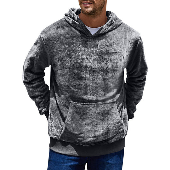 Herren kuscheliger Hoodie mit praktischen Kängurutaschen und hohem Kragen R&B