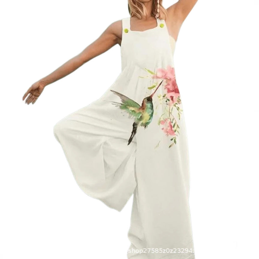 Damen Overall aus atmungsaktivem Baumwollmix mit buntem Floral-Motiv R&B