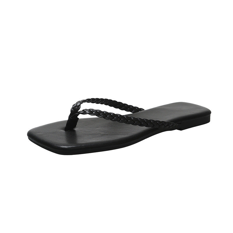 Damen Flip-Flops mit geflochtenem Riemen und bequemer Sohle R&B