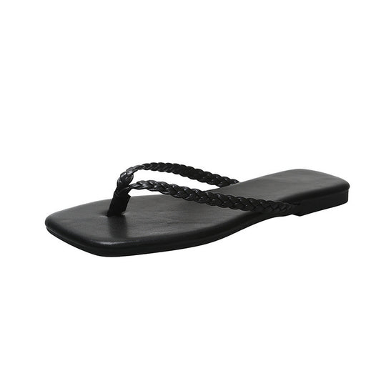Damen Flip-Flops mit geflochtenem Riemen und bequemer Sohle R&B