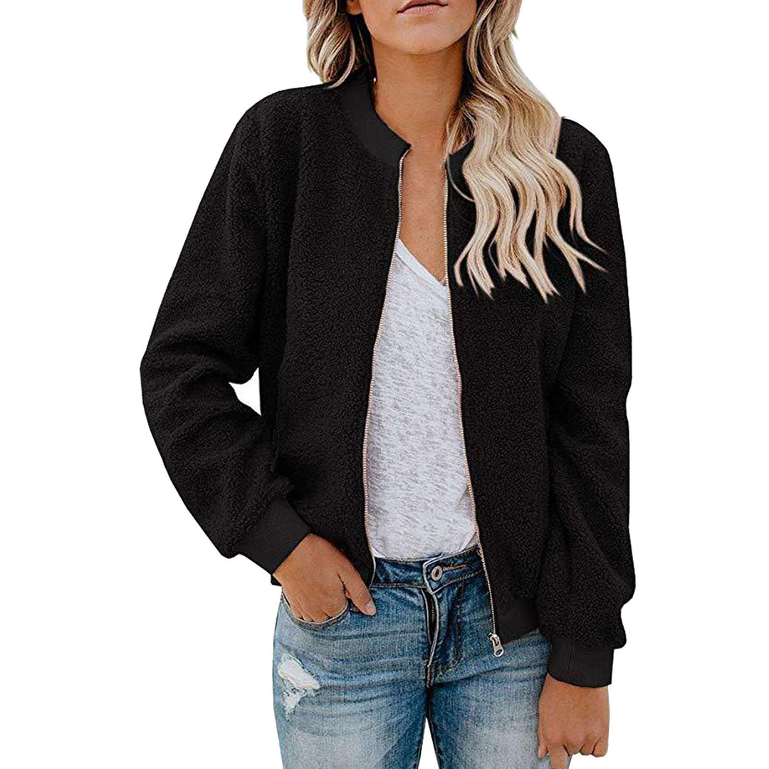 Damen Fleece Bomberjacke mit Stehkragen R&B