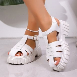 Damen Sportliche Plateau-Sandalen mit robustem Riemen-Design R&B