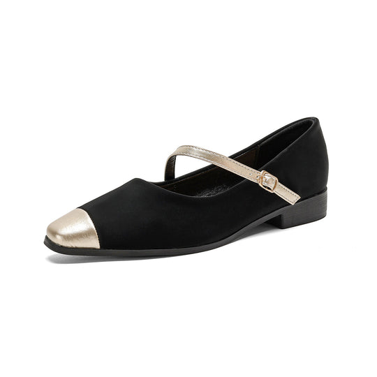Damen Ballerinas mit modischem Riemchen und eleganter Metallspitze R&B