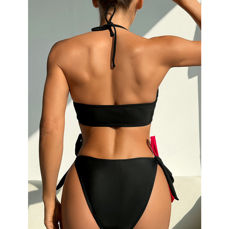 Damen Triangel-Bikini mit verstellbaren Trägern und sportlichem Rüschendesign R&B