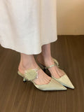 Damen Elegante Slingback-Pumps mit floralem Riemchen und spitzem Zehenbereich R&B