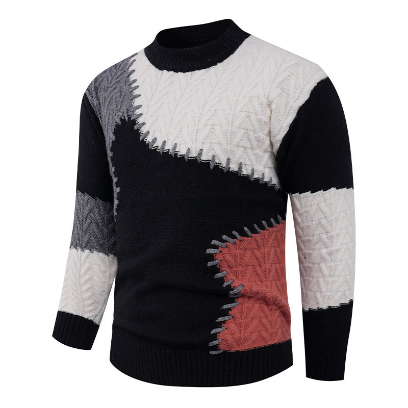 Herren modischer Pullover mit einzigartigem Patchwork-Design R&B
