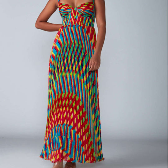 Damen Maxi-Kleid mit buntem Muster und elegantem Schnitt R&B