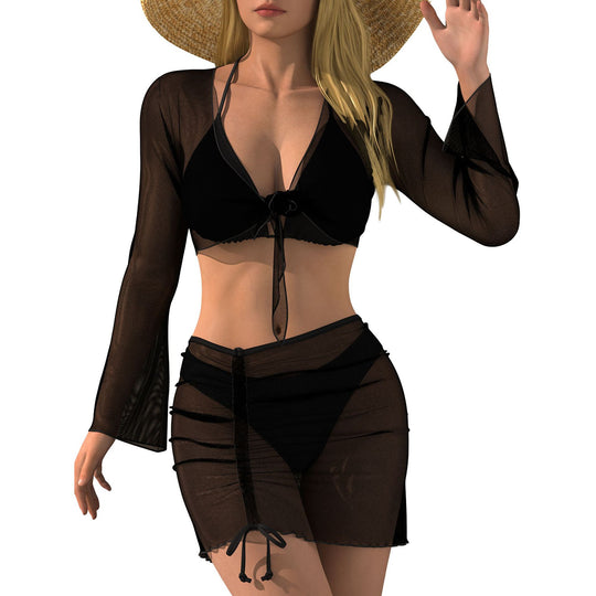 Damen Strand-Outfit mit transparenter Bluse R&B