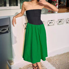 Damen ärmelloses Maxi-Kleid mit hochwertigem Oberteil und voluminösem Rock R&B