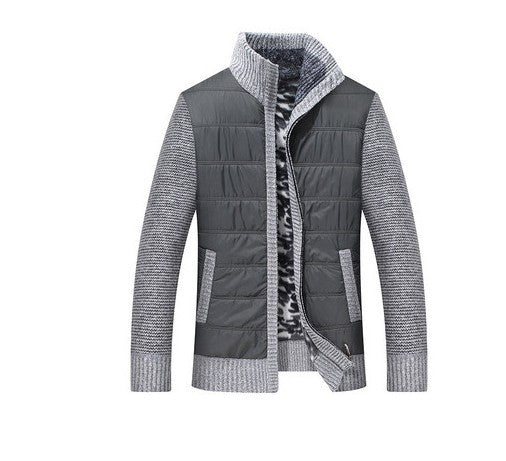 Herren modische Steppjacke mit Strickdetails und hohem Kragen