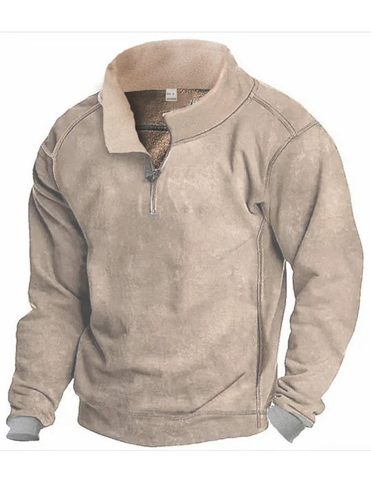 Herren Fleece Sweatshirt mit Stehkragen R&B