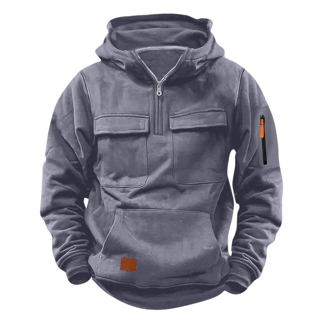 Herren funktionale Kapuzenjacke mit Reißverschluss und praktischen Taschen R&B