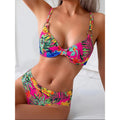 Damen Bikini-Set mit floralem Muster und Ring-Detail R&B