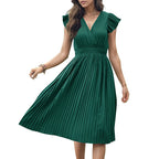 Damen Midikleid mit plissiertem Design und voluminösen Ärmeln R&B