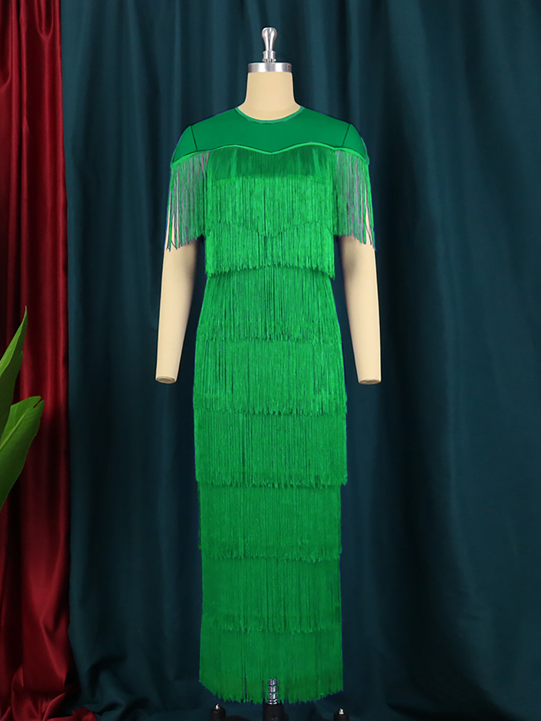 Damen Maxikleid mit Fransen R&B