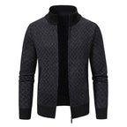Herren Strickjacke mit modernem Zipper und hochwertigem Muster