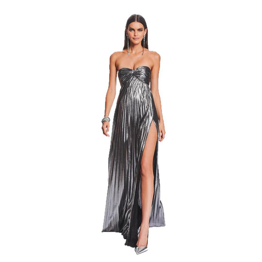 Damen Abendkleid mit schulterfreiem Design und elegantem Schlitz R&B