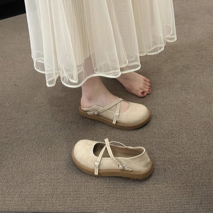 Damen Komfortable Mary Jane Ballerinas mit verstellbaren Riemen R&B