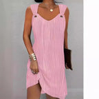 Damen Wellenmuster Kleid mit dekorativen Trägern R&B