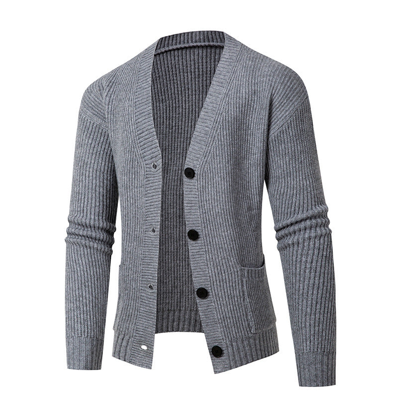 Damen gestreifte Strickjacke mit modischem Schnitt und praktischen Taschen R&B