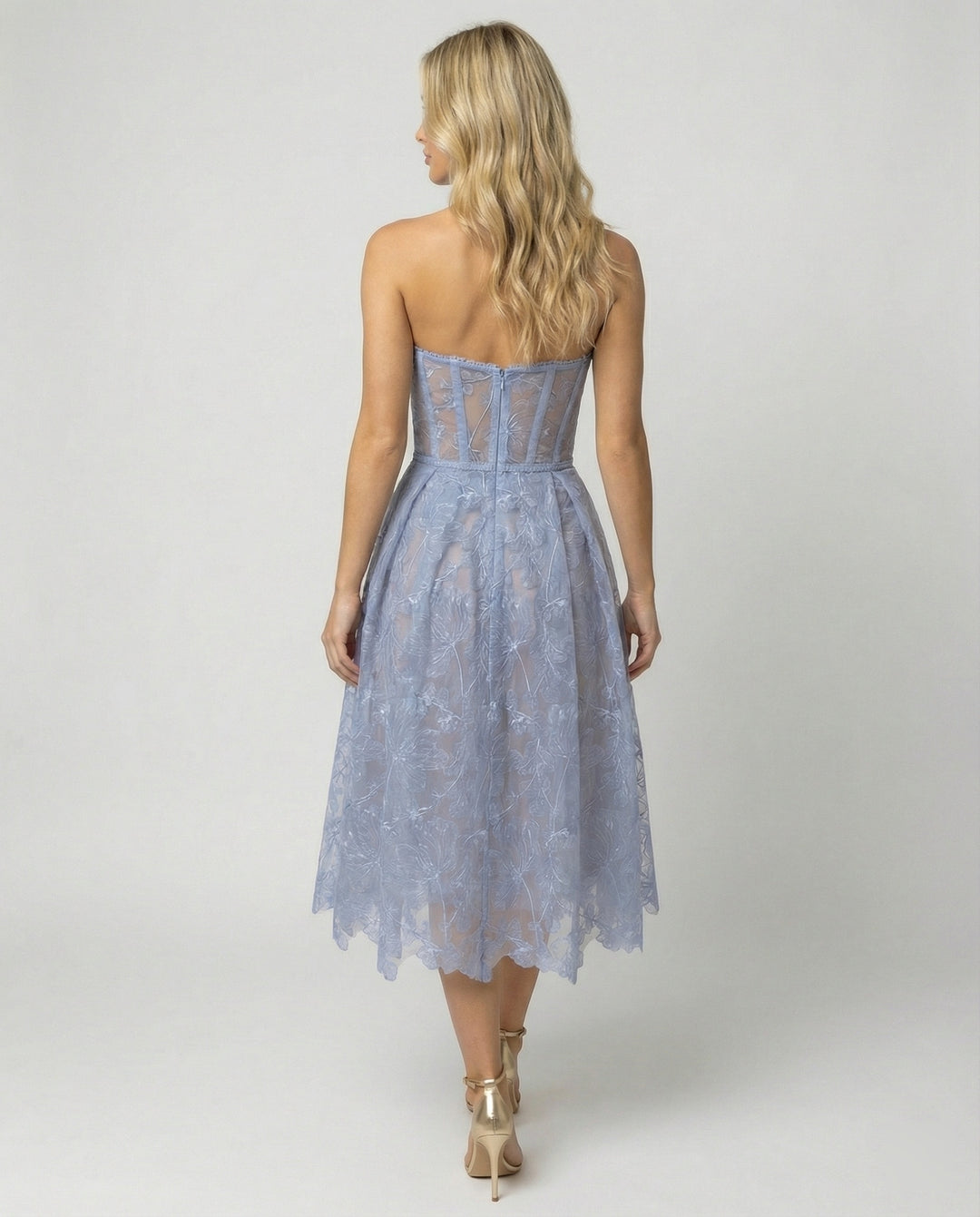 Korsett-Top Spitzen-Midi-Kleid