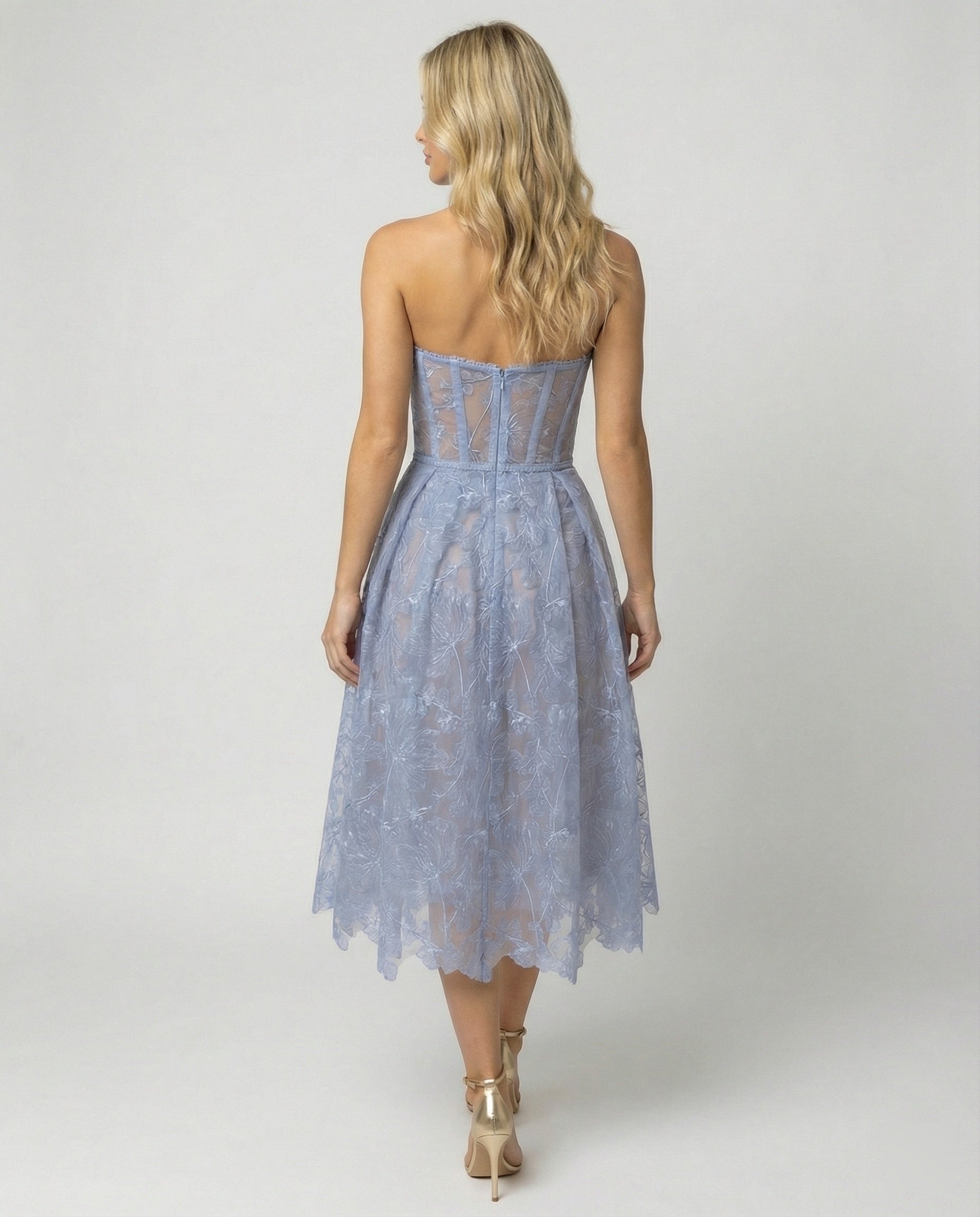 Korsett-Top Spitzen-Midi-Kleid