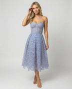 Korsett-Top Spitzen-Midi-Kleid