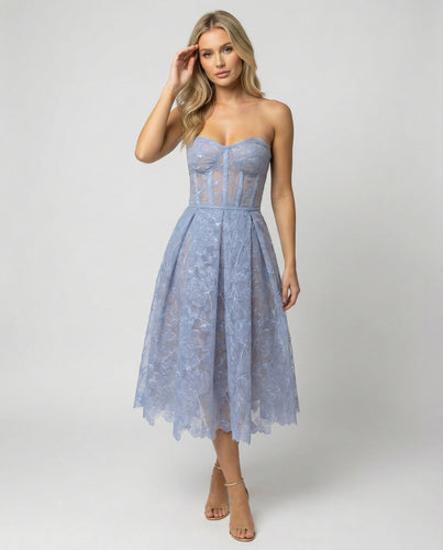 Korsett-Top Spitzen-Midi-Kleid