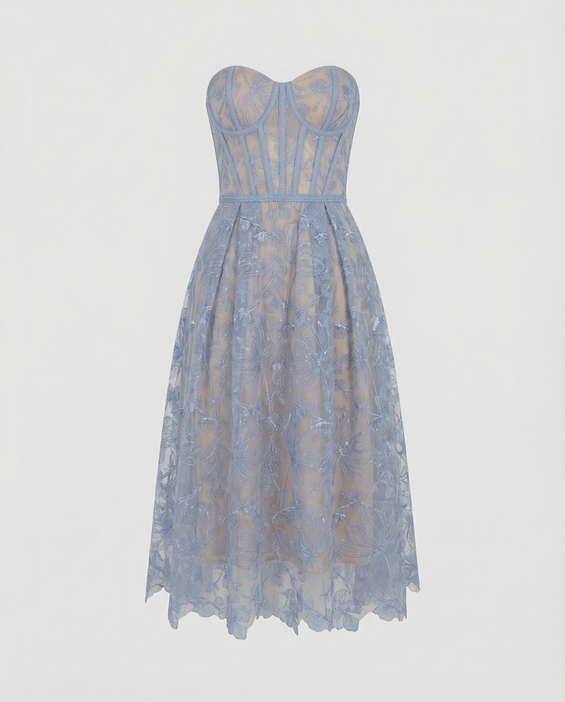 Korsett-Top Spitzen-Midi-Kleid