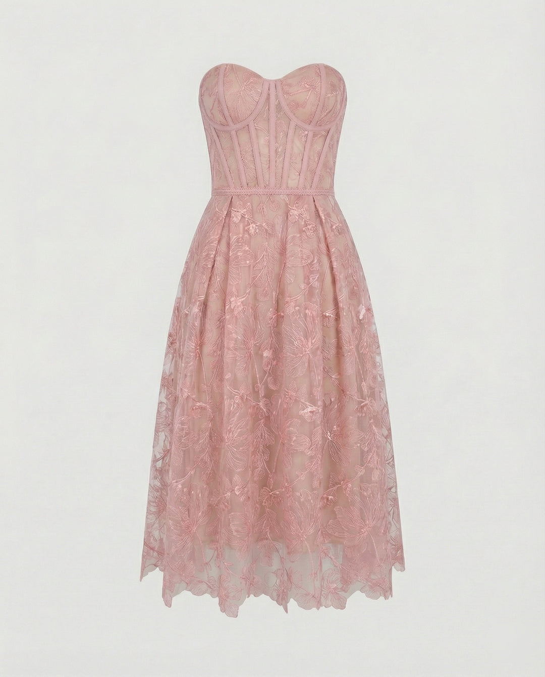 Korsett-Top Spitzen-Midi-Kleid