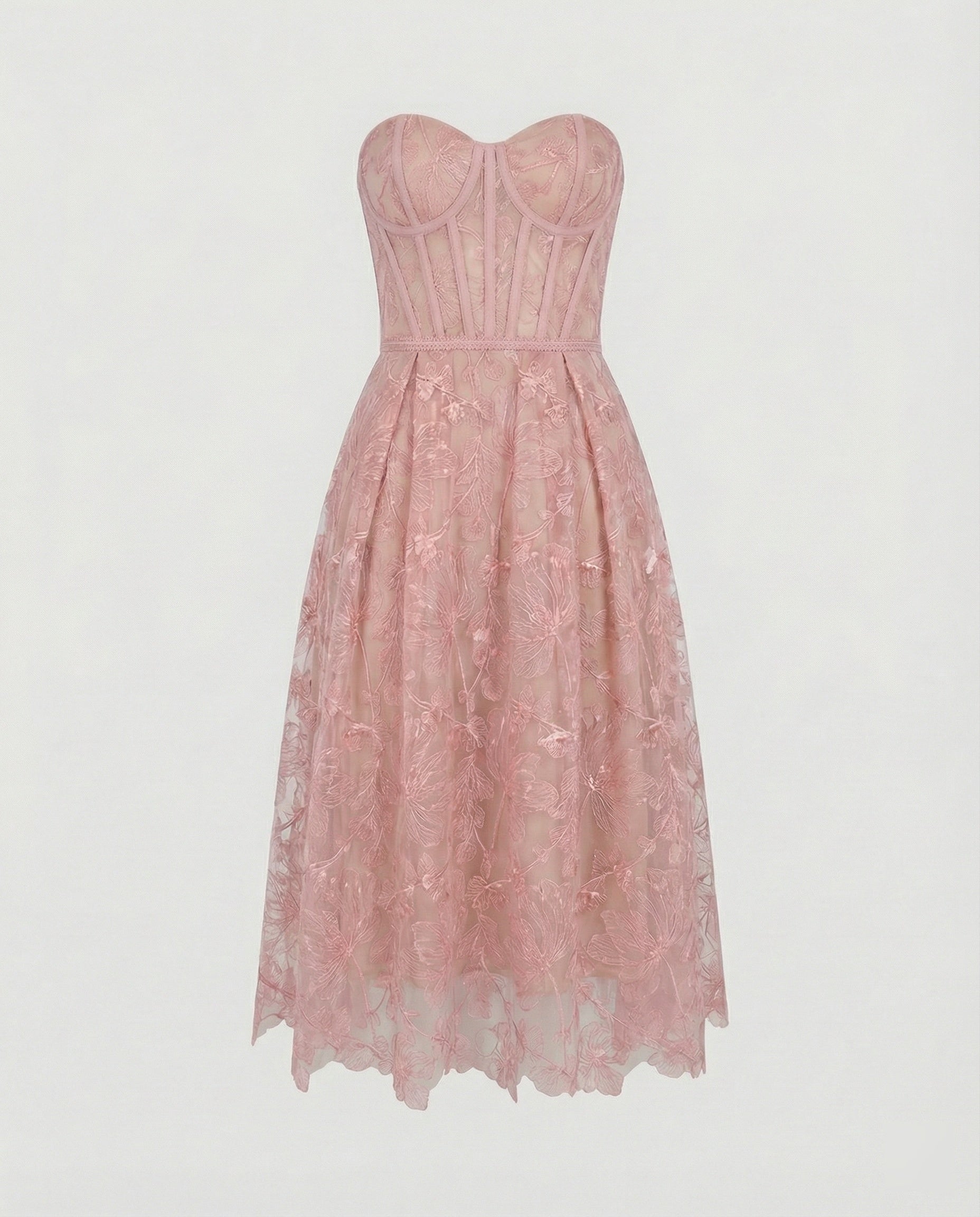 Korsett-Top Spitzen-Midi-Kleid