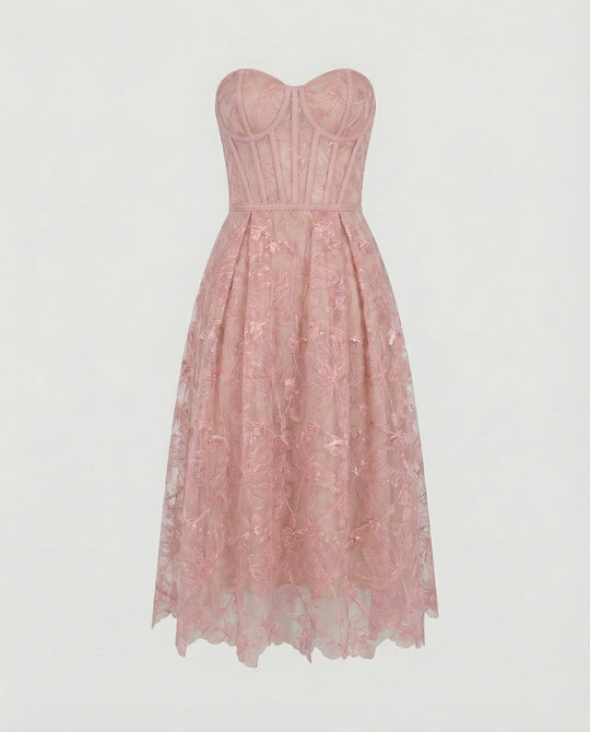 Korsett-Top Spitzen-Midi-Kleid
