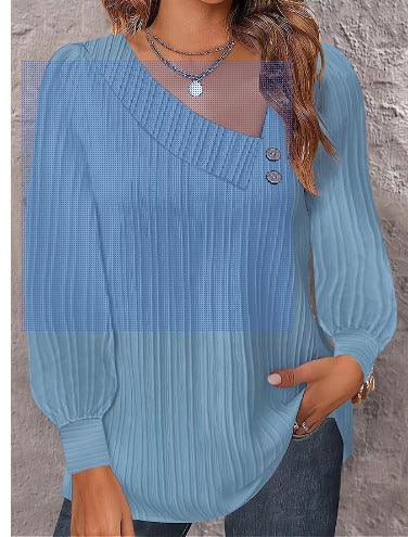 Damen Langarmshirt mit elegantem Plissee-Design und Knopfdetails R&B