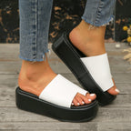 Damen moderne Plattform-Pantoletten mit offenem Zehenbereich und stylischem Design R&B