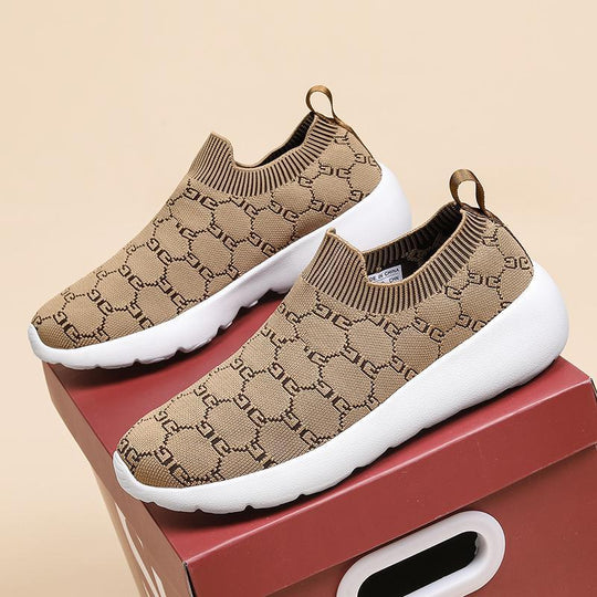 Damen Bequeme Strick-Sneaker mit elastischem Kragen R&B