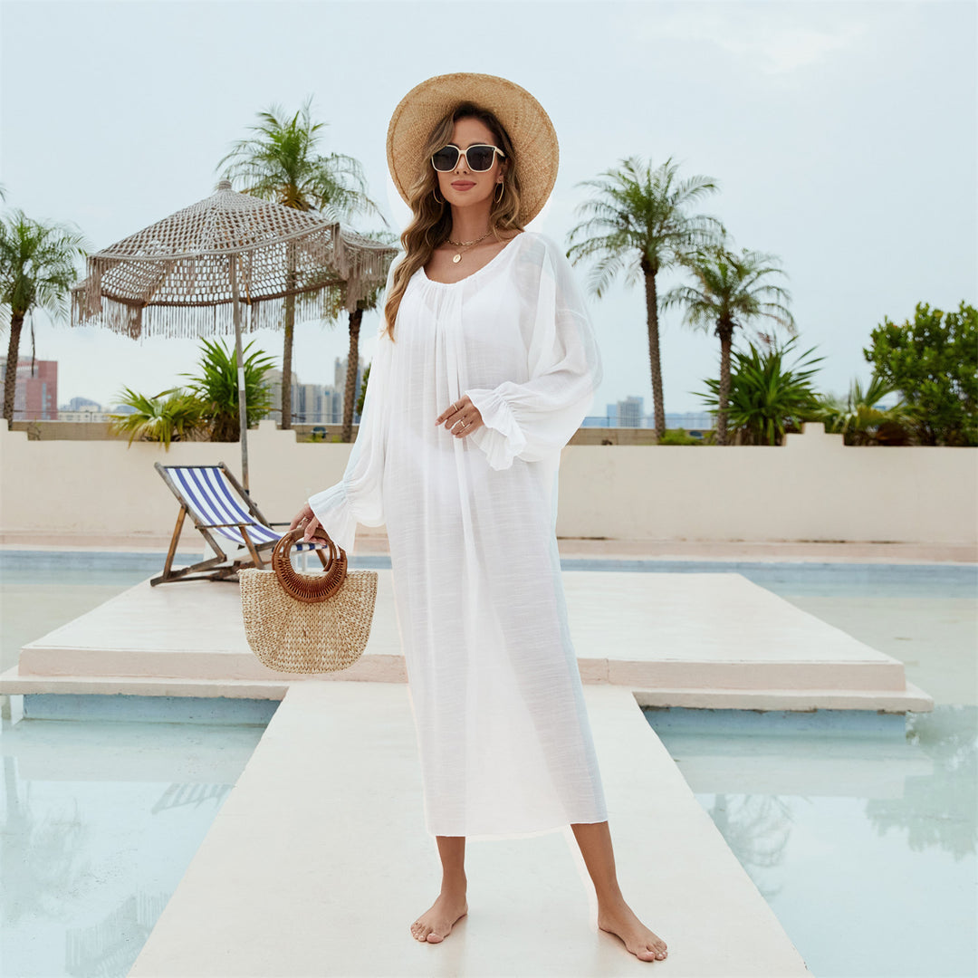 Damen elegante Bluse mit tiefem Rückenausschnitt und voluminösen Ärmeln R&B