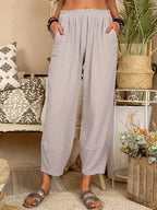 Damen weite Palazzo-Hosen mit elastischem Bund und seitlichen Taschen R&B