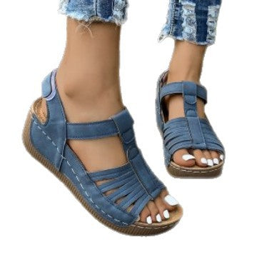 Damen Wedge-Sandalen mit elegantem Riemen und luftiger Zehenöffnung R&B