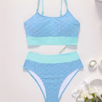 Damen Bikini-Oberteil mit hohem Bund und floralem Muster R&B