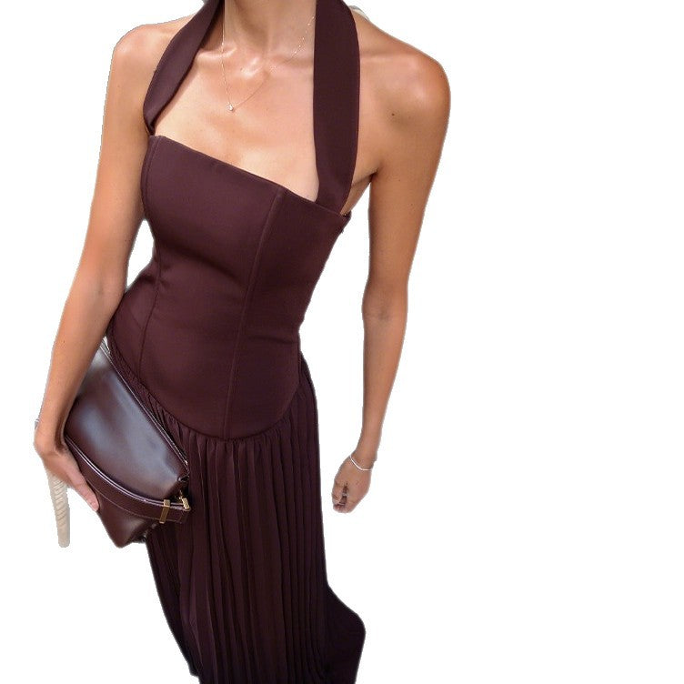 Damen Maxikleid mit raffiniertem Faltenwurf und trägerlosem Design R&B