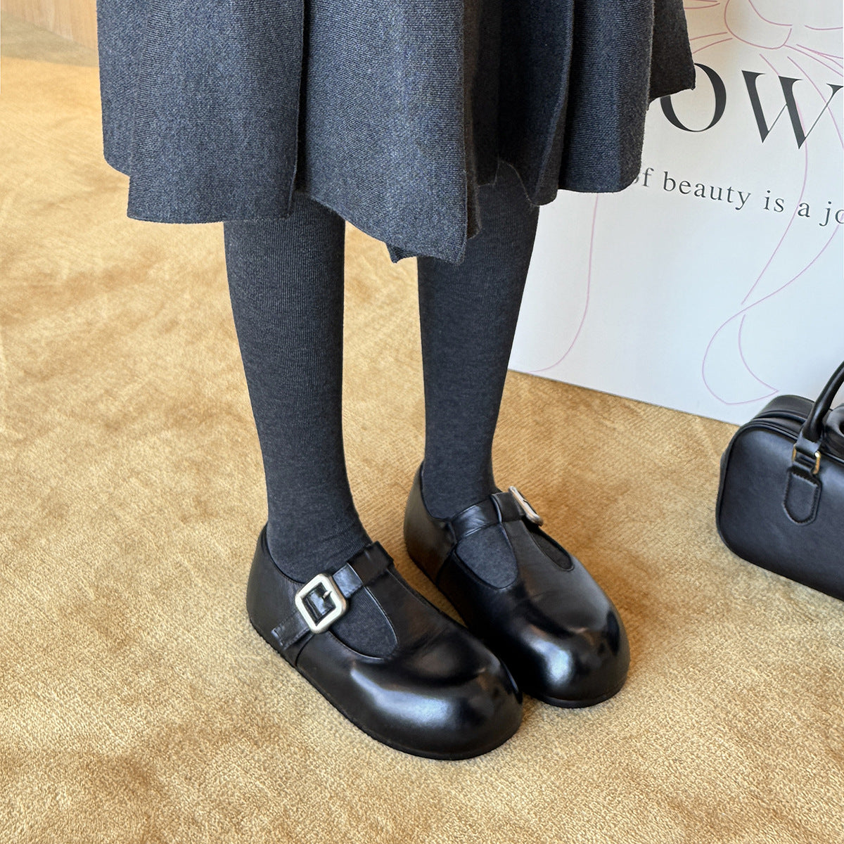Damen elegante Mary Jane Ballerinas mit dekorativen Schnallen R&B