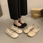 Damen elegante Ballerinas mit dekorativer Perlenapplikation und modischem Riemchen R&B