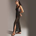 Damen elegantes Netzkleid mit asymmetrischem Schnitt R&B