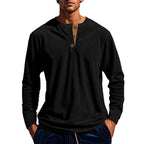 Herren nan geripptes Henley-Longsleeve mit Stehkragen, verdeckter Knopfleiste und relaxed Fit R&B
