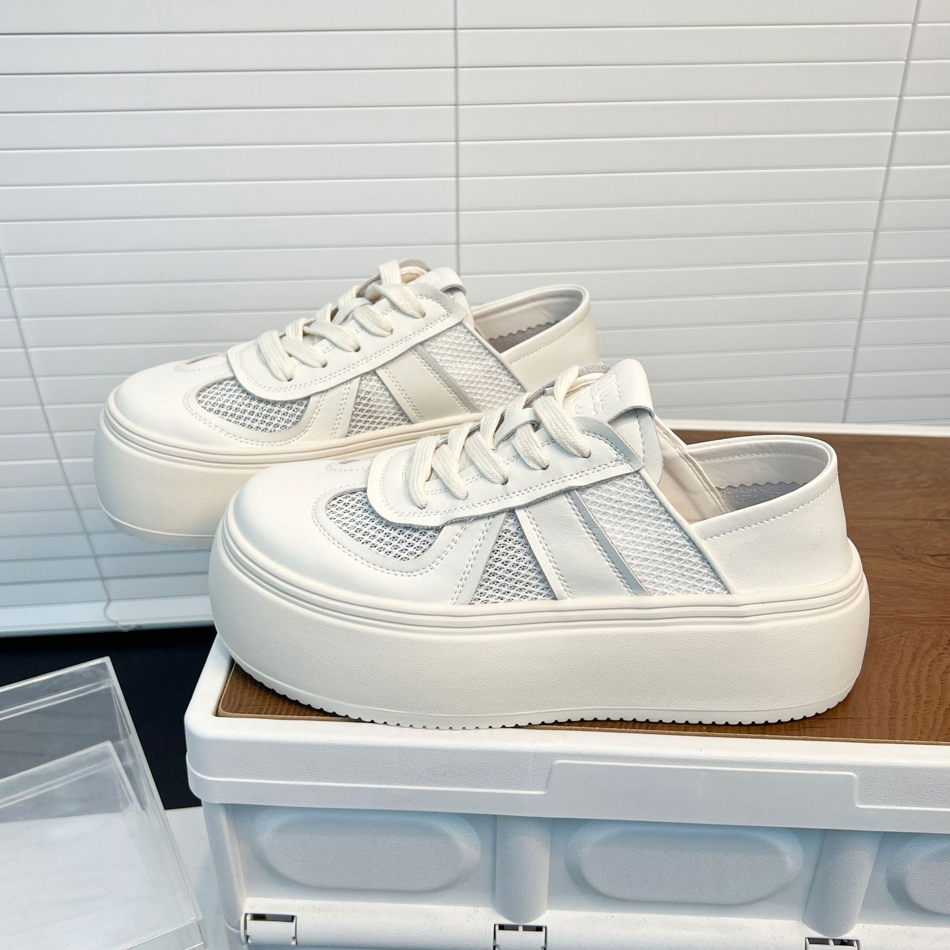 Damen Platform Sneakers mit atmungsaktiver Netzstruktur und komfortabler Sohle R&B